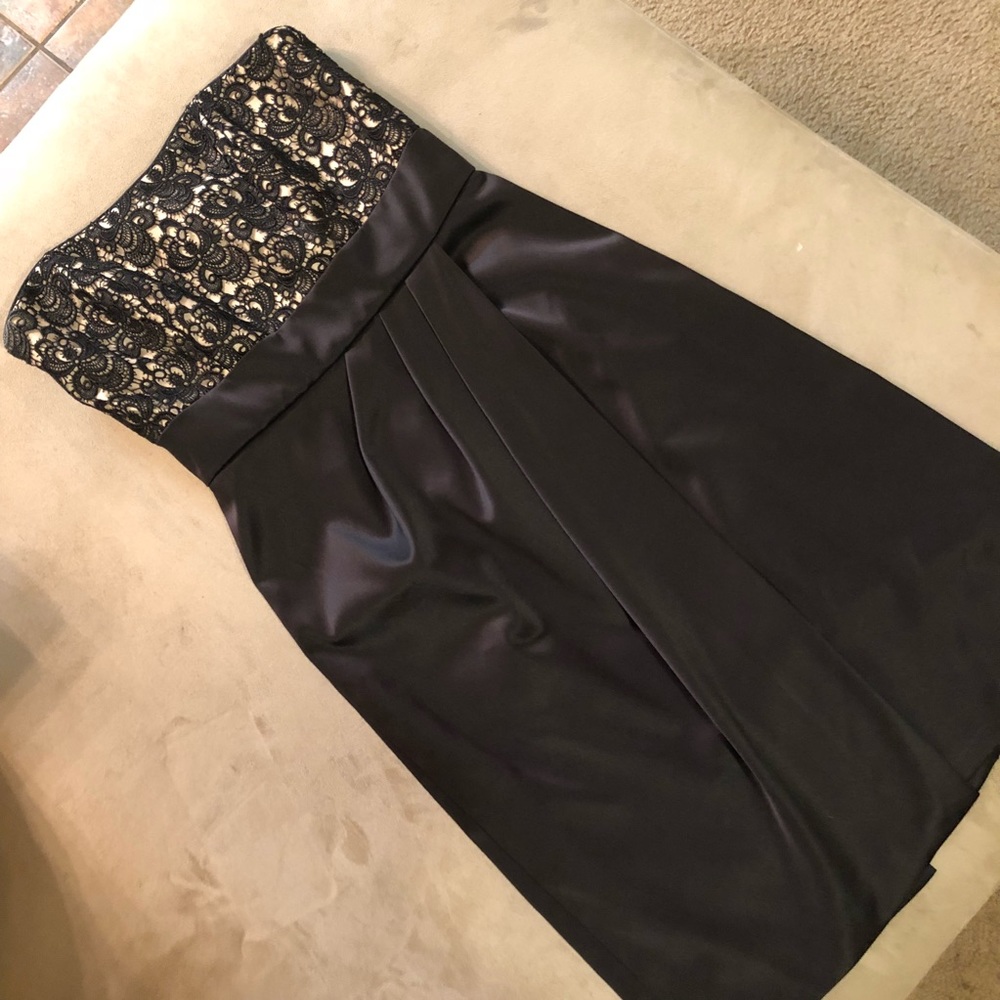 Lace Top Strapless Satin Dress